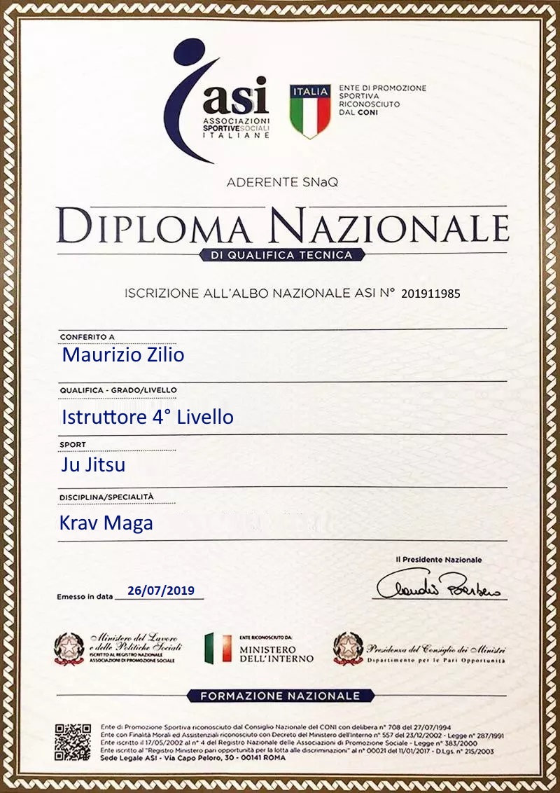 Maurizio Zilio — Istruttore ASI — Ju Jitsu / Krav Maga